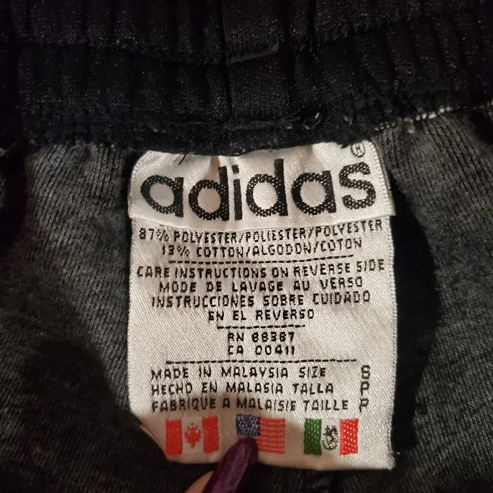 Adidas VTG Y2K Ankle Zip Pull On Track Pants Mens Size S Ribbed Black 3 Stripe